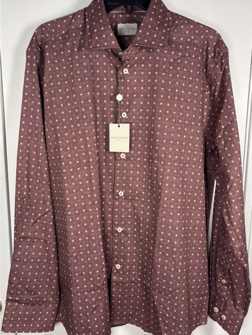 NWT Jack Victor ‘Agustin’ Long Sleeve Sport Shirt Rose Color Size XL MSRP $248